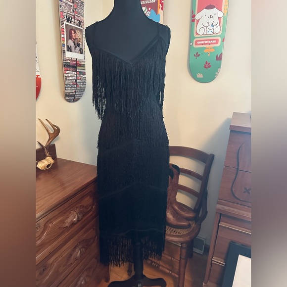 ASOS Black Fringe Maxi Dress - Picture 1 of 7